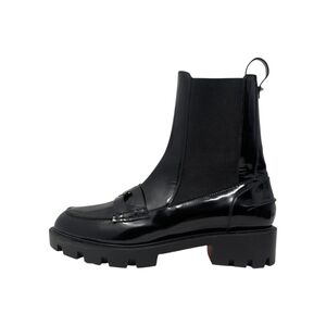 Christian Louboutin Montezu Chelsea Lug Sole Ankle Boot Chunky Patent 39